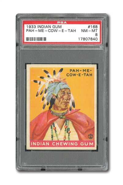 1933 R73 GOUDEY INDIAN GUM # 168 PAH-ME-COW-E-TAH PSA 8 NM-MT