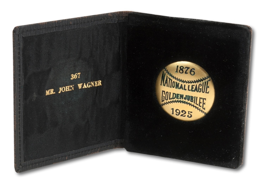 HONUS WAGNER’S 1925 NATIONAL LEAGUE "GOLDEN JUBILEE" BASEBALL PASS FROM HIS ESTATE COLLECTION (LOA FROM LESLIE BLAIR WAGNER)