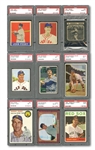 JOHNNY PESKY PLAYER LOT OF (22) 1948-64 PSA & SCG GRADED CARDS