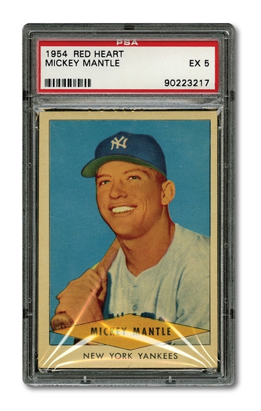 1954 RED HEART MICKEY MANTLE PSA EX 5