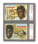 1956 TOPPS #33 ROBERTO CLEMENTE AND #130 WILLIE MAYS PSA EX-MT 6