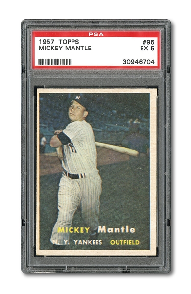 1957 TOPPS #95 MICKEY MANTLE PSA EX 5