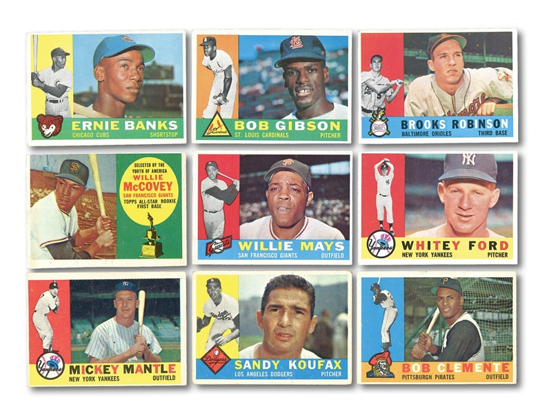 LOT OF (14) 1960 TOPPS BASEBALL HOFERS AND STARS INCL. #350 MANTLE