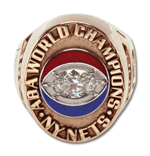 1974 NEW YORK NETS ABA CHAMPIONSHIP 10K GOLD RING PRESENTED TO FORMER NETS OWNER ROY BOE (BOE FAMILY LOA)