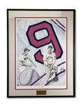 TED WILLIAMS AUTOGRAPHED BOSTON RED SOX OVERSIZED LITHOGRAPH PRESENTED TO SAN DIEGO HALL OF CHAMPIONS IN 1992 (SDHOC COLLECTION)