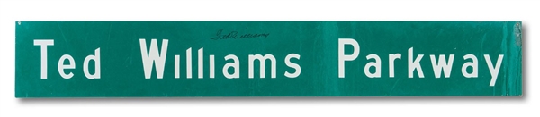 TED WILLIAMS PARKWAY 5.5-FT. WIDE SAN DIEGO STREET SIGN AUTOGRAPHED BY TED WILLIAMS (SDHOC COLLECTION)