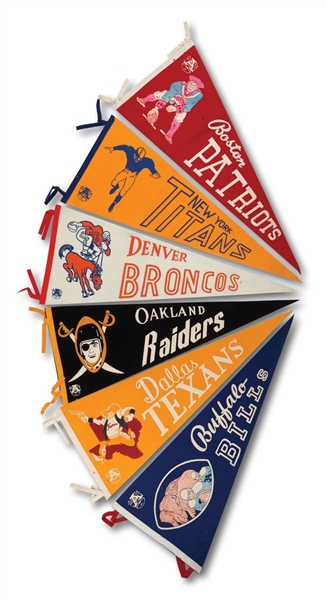 LOT OF (6) 1960-62 AFL TEAM PENNANTS (SDHOC COLLECTION)