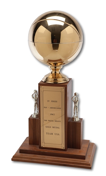 1963 USA MENS BASKETBALL PAN AMERICAN GAMES GOLD MEDAL TROPHY (SDHOC COLLECTION)
