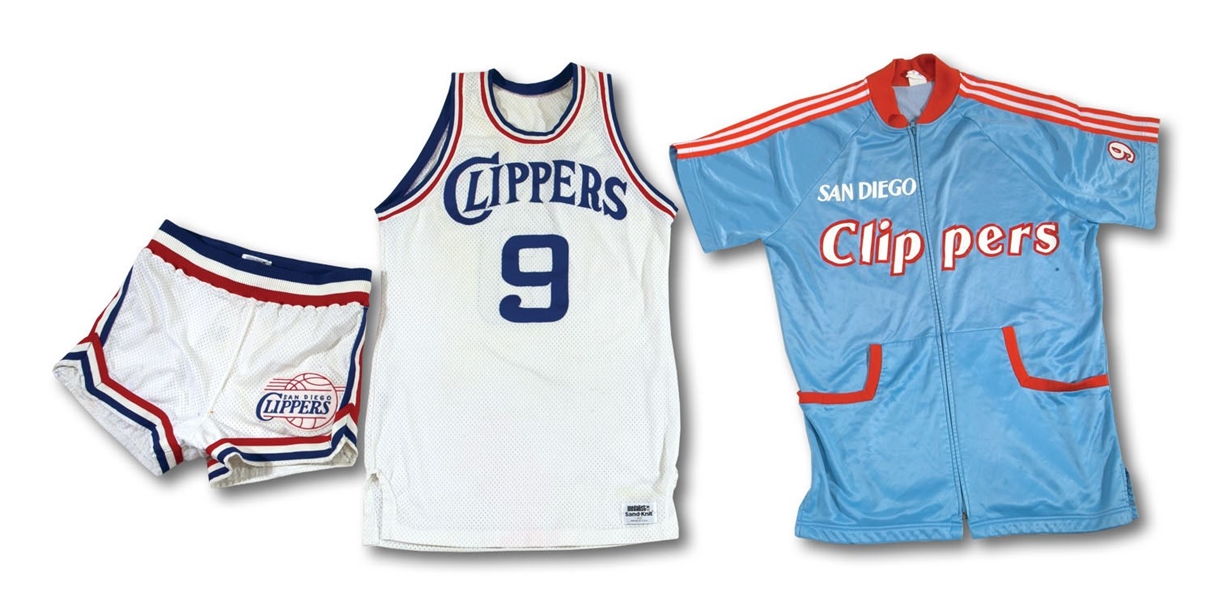 RANDY SMITH SAN DIEGO CLIPPERS GAME WORN 1982-83 HOME UNIFORM AND 1978-79 WARM-UP JACKET (SDHOC COLLECTION)
