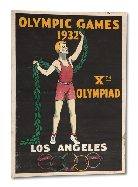 1932 LOS ANGELES SUMMER OLYMPIC GAMES LINEN POSTER (SDHOC COLLECTION)