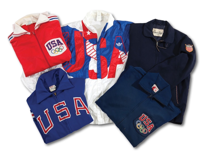 COLLECTION OF 1950S-1980S OLYMPIC TEAM USA ISSUED OFFICIAL JACKETS AND WARM-UPS (SDHOC COLLECTION)