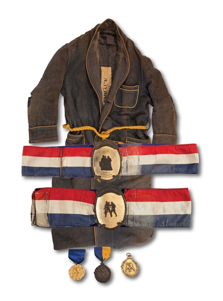 1926-30 U.S. MILITARY BOXING MEDALS (3) AND CHAMPIONSHIP BELTS (2) WON BY BOXER R.D. NEAR PLUS 1930S MILITARY BOXING ROBE (SDHOC COLLECTION)