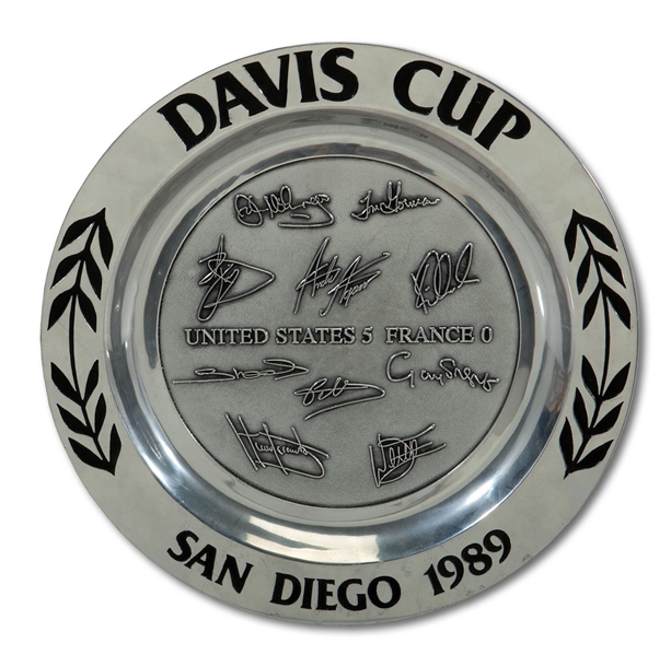 1989 DAVIS CUP QUARTERFINALS (UNITED STATES 5 - FRANCE 0) AWARD PLATE (SDHOC COLLECTION)