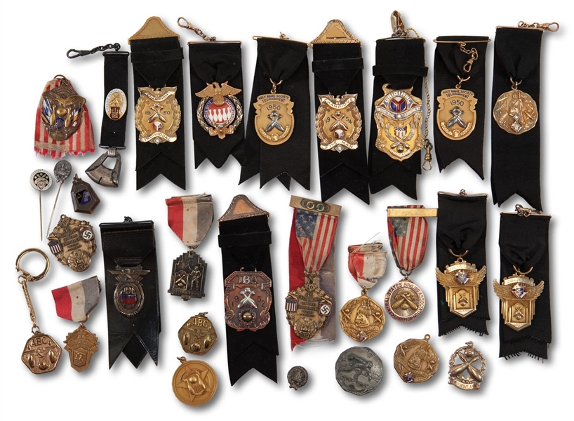 1930S-1950S COLLECTION OF BOWLING AWARD MEDALS, CHARMS AND PINS WON BY JOE NORRIS (SDHOC COLLECTION)