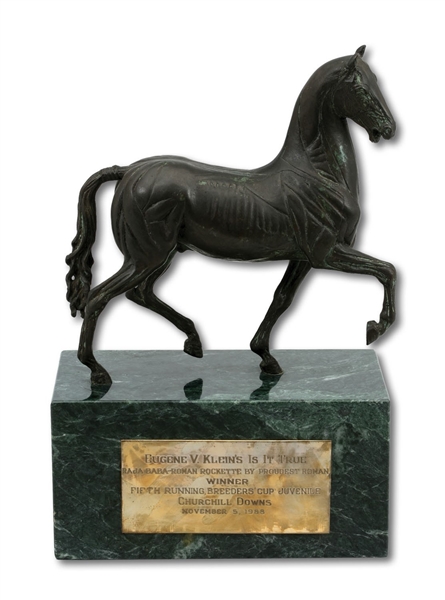 1988 BREEDERS CUP (CHURCHILL DOWNS RACETRACK) JUVENILE CHAMPION TROPHY WON BY IS IT TRUE (SDHOC COLLECTION)