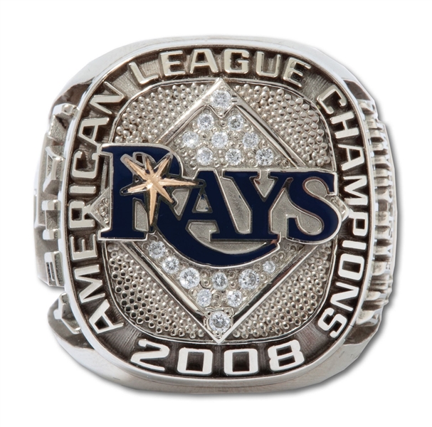 2008 TAMPA BAY RAYS AMERICAN LEAGUE CHAMPIONS 10K GOLD STAFF RING (LAHEY)