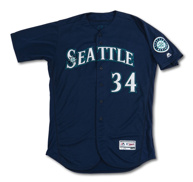 2016 FELIX HERNANDEZ SEATTLE MARINERS GAME WORN ALTERNATE JERSEY PHOTO-MATCHED TO SIX GAMES INCL. HIS 150TH CAREER WIN (MLB AUTH.)
