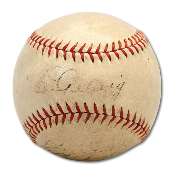 LOU GEHRIG, LEFTY GOMEZ, EARLE COMBS AND BILL DICKEY MULTI-SIGNED BASEBALL