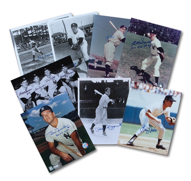 LOT OF (82) NEW YORK YANKEES SIGNED 8 X 10 PHOTOS INCL. MANY HALL OF FAMERS & STARS
