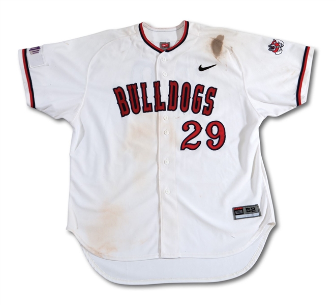 2013 AARON JUDGE FRESNO STATE BULLDOGS GAME WORN HOME JERSEY WITH TREMENDOUS USE - HIS FIRST COLLEGE JERSEY EVER OFFERED PUBLICLY!