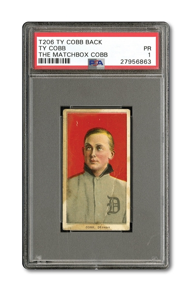 NEWLY DISCOVERED 1909-1911 T206 TY COBB (RED PORTRAIT) WITH TY COBB BACK "THE MATCHBOX COBB" PSA PR 1