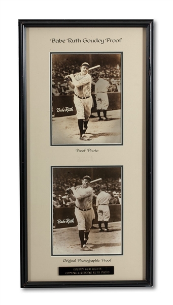 GOUDEY GUM CO. BABE RUTH PHOTO PROOF AND FINISHED PHOTO FOR UNISSUED 1935 R309-2 GOUDEY PREMIUM SERIES - CLASSIC CONLON IMAGE