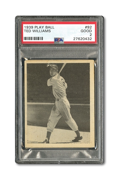 1939 PLAY BALL #92 TED WILLIAMS ROOKIE PSA GD 2