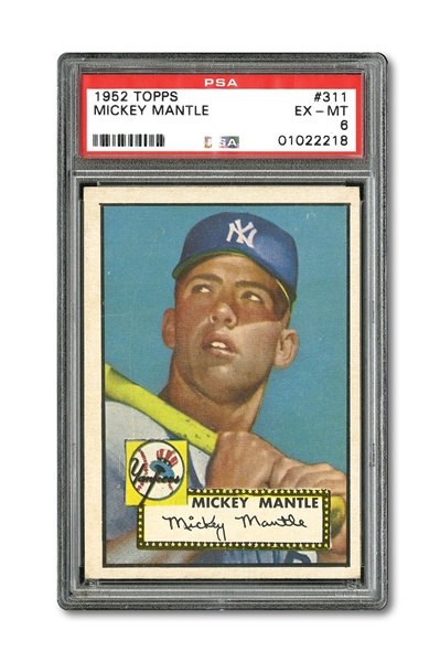 1952 TOPPS #311 MICKEY MANTLE PSA EX-MT 6