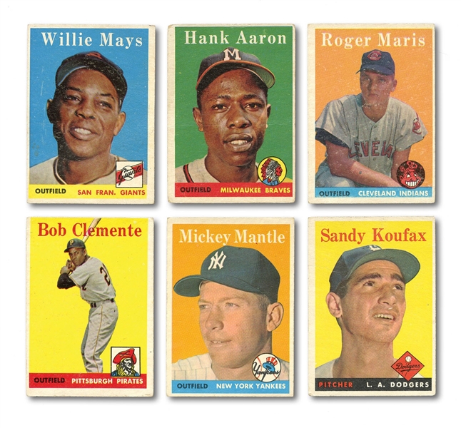 1958 TOPPS BASEBALL GROUP OF (1,111) CARDS INCL. HOFERS AND DUPLICATES
