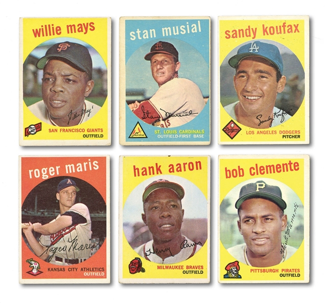 1959 TOPPS BASEBALL GROUP OF (1,567) CARDS INCL. HOFERS AND DUPLICATES