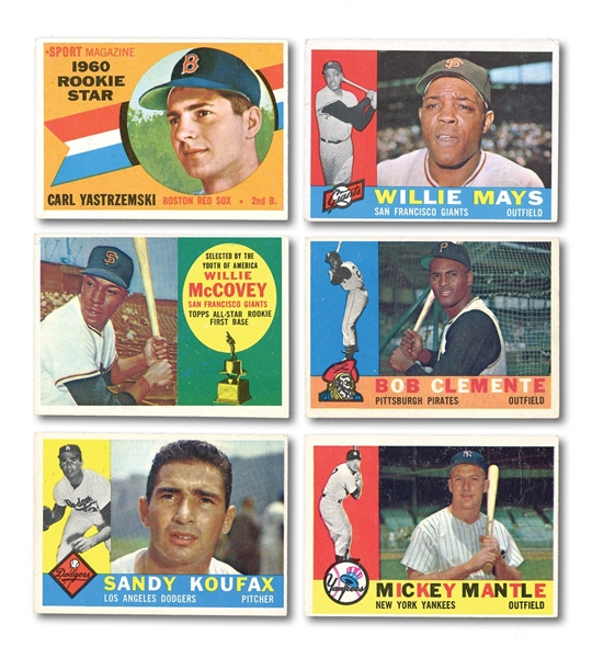 1960 TOPPS BASEBALL PARTIAL SET OF (465/572) CARDS