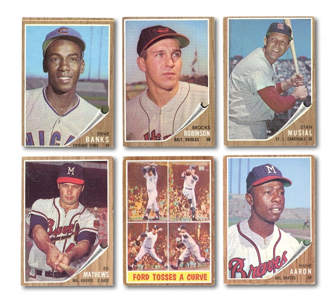 1962 TOPPS BASEBALL GROUP OF (480) CARDS INCL. HOFERS AND DUPLICATES