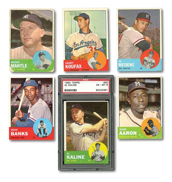 1963 TOPPS BASEBALL GROUP OF (1,349) CARDS INCL. HOFERS AND DUPLICATES