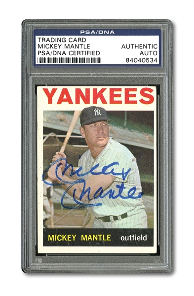 MICKEY MANTLE AUTOGRAPHED 1964 TOPPS #50 BASEBALL CARD