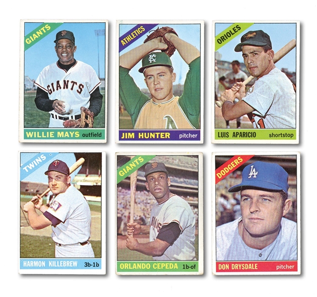 1966 TOPPS BASEBALL GROUP OF (393) CARDS INCL. HOFERS AND DUPLICATES