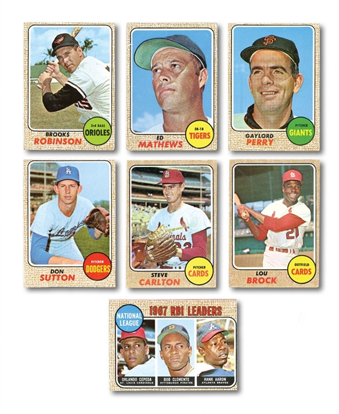 1968 TOPPS BASEBALL GROUP OF (570) CARDS INCL. HOFERS AND DUPLICATES