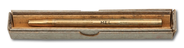 MEL OTTS C.1950S METALLIC LEAD PENCIL (ENGRAVED "MEL") HE USED TO PLACE HORSE RACING BETS (OTT COLLECTION)