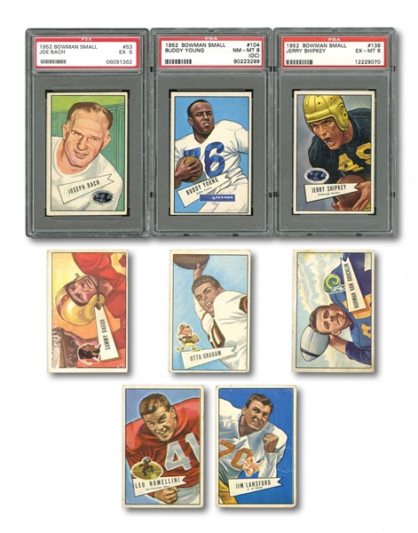 1952 BOWMAN SMALL FOOTBALL LOT OF (95) CARDS INCL. HOFERS AND DUPLICATES