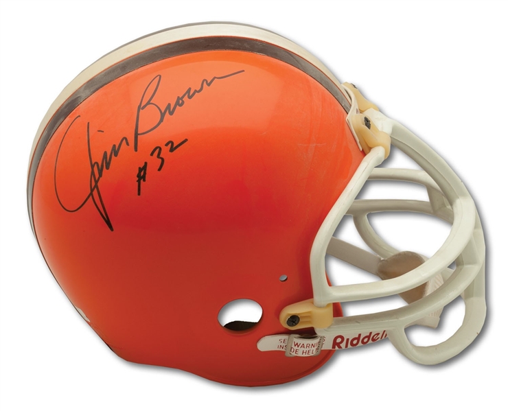 JIM BROWN AUTOGRAPHED CLEVELAND BROWNS FULL-SIZE RIDDELL THROWBACK FOOTBALL HELMET