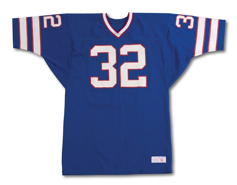 O.J. SIMPSON BUFFALO BILLS 1970S PRO CUT JERSEY SIGNED & STATS INSCRIBED TO HIS FORMER BODYGUARD WITH "MY FAMILY WAS ALWAYS SAFE WITH YOU"
