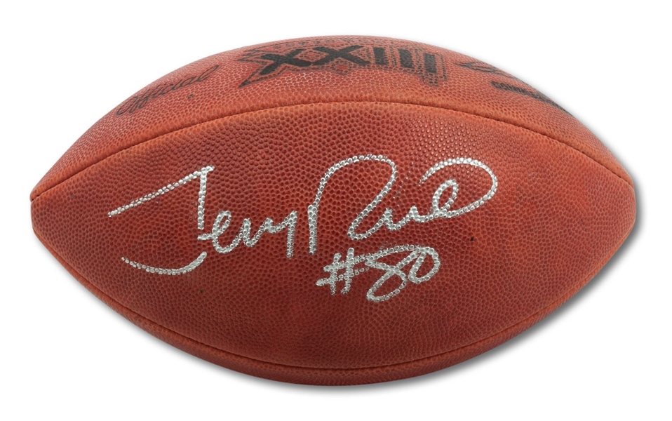 JAN. 22, 1989 SUPER BOWL XXIII (49ERS 20, BENGALS 16) OFFICIAL GAME USED FOOTBALL AUTOGRAPHED BY MVP JERRY RICE (RICE MANAGER COA, 49ERS EXECUTIVE PROVENANCE)