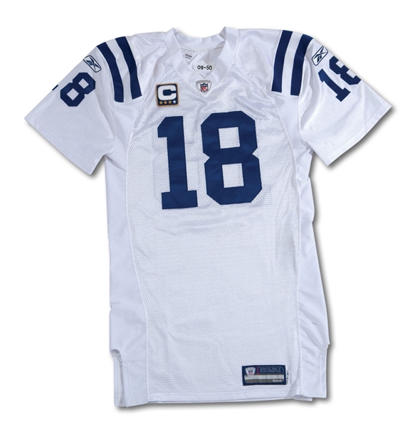 10/25/2009 PEYTON MANNING INDIANAPOLIS COLTS (MVP SEASON) GAME WORN JERSEY - 235 YDS. & 3 TDS IN WIN @ RAMS (NFL/PSA COA, RESOLUTION PHOTO-MATCHED)