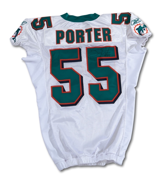 10/4/2009 JOEY PORTER AUTOGRAPHED MIAMI DOLPHINS GAME READY JERSEY WITH BREAST CANCER AWARENESS CAPTAINS PATCH (NFL/PSA COA)