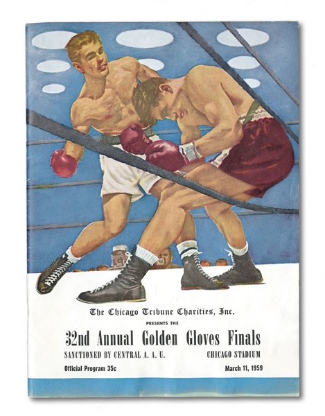 SUPER RARE 3/11/1959 CHICAGO TRIBUNE GOLDEN GLOVES FINALS PROGRAM FEATURING 17-YEAR-OLD CHAMPION CASSIUS CLAY (POP HOWARD COLLECTION)