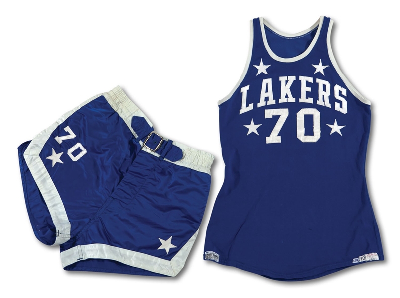 C.1957-60 ED FLEMING MINNEAPOLIS LAKERS GAME WORN FULL ROAD UNIFORM - EXCEEDINGLY RARE (MEARS A10)