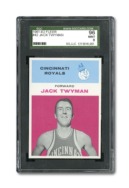 1961 FLEER BASKETBALL #42 JACK TWYMAN SGC 96 MINT 9 (1/5, HIGHEST SGC GRADED)