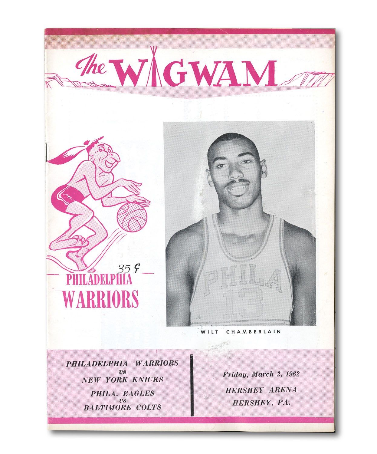 Lot # 608: Historic and Scarce 1962 Wilt Chamberlain 100-Point Game Program  at Hershey, PA!
