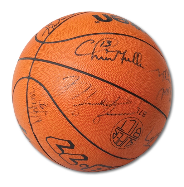 CHRISTIAN LAETTNERS 1992 OLYMPIC DREAM TEAM SIGNED MOLTEN BASKETBALL WITH 11 AUTOGRAPHS (LAETTNER COLLECTION)