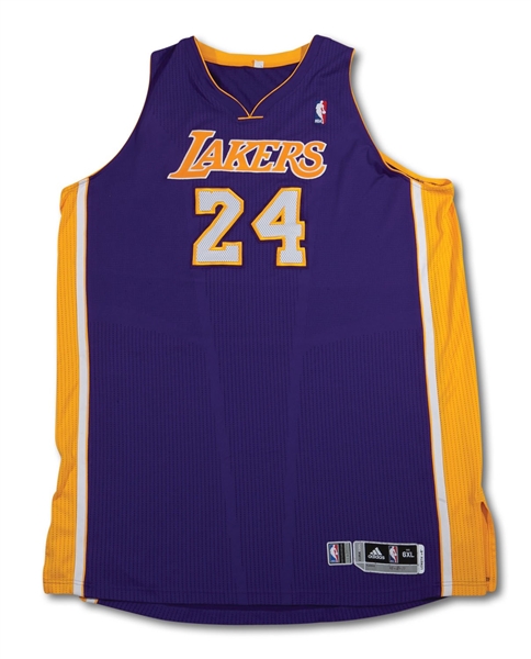 APRIL 2011 KOBE BRYANT LOS ANGELES LAKERS GAME WORN ROAD JERSEY PHOTOMATCHED TO TWO GAMES & 49 TOTAL POINTS (MEIGRAY LOA)