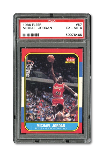 1986 FLEER #57 MICHAEL JORDAN ROOKIE PSA EX-MT 6